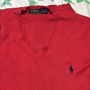 Polo by Ralph Lauren Red V-Neck Sweater Sz medium  new without tags
